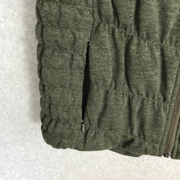 Blanc Noir Puffer Vest Small Quilted Ruched Hooded Jersey Hiking Hunter Army - Picture 4 of 10